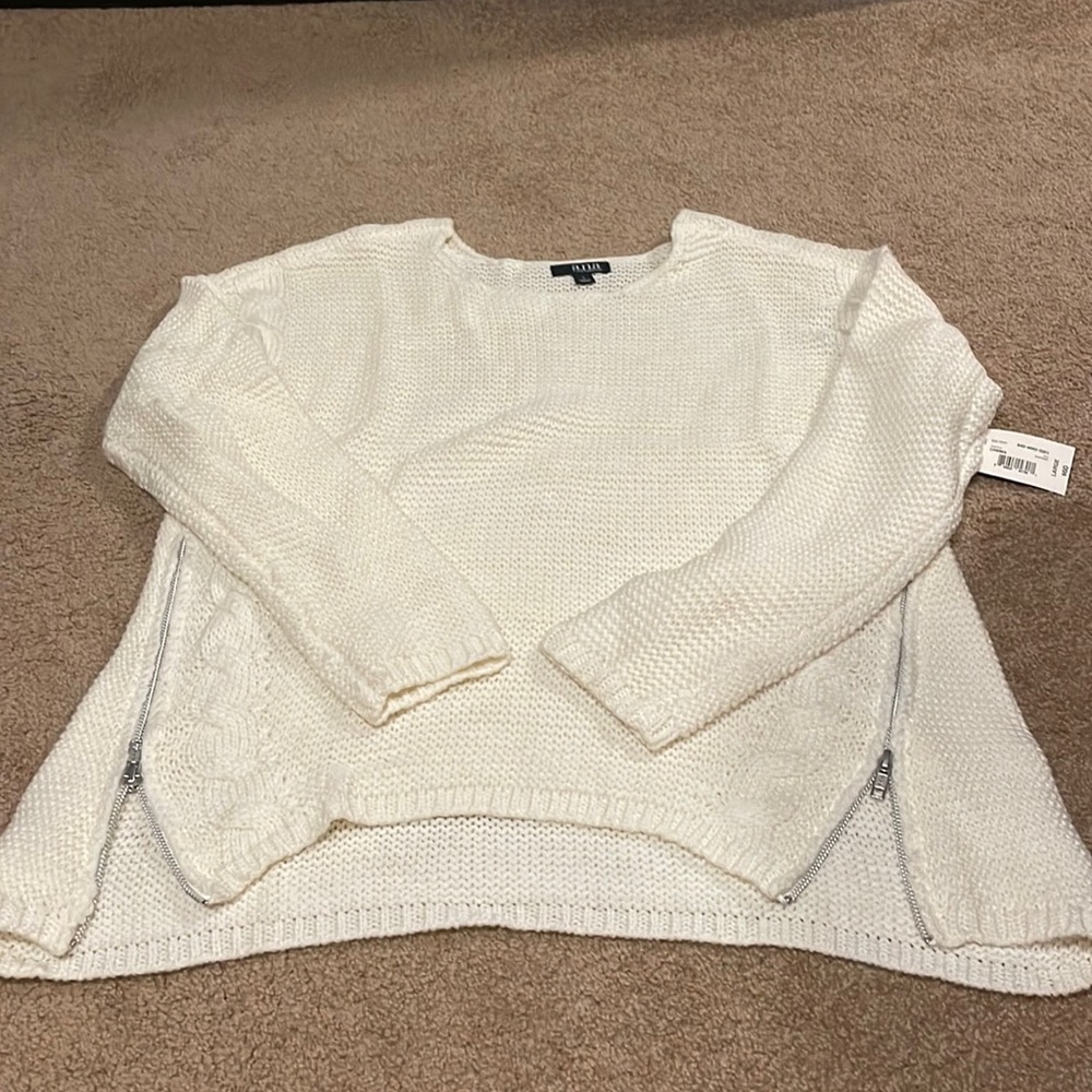 Cream side zip sweater